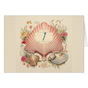 1930s Seaside Seashell Art Deco Tafelnummer Vouw