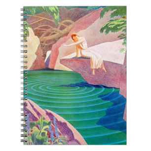 1931 art deco vrouw van een vijver notitieboek