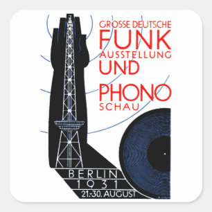 1931 Duitse radio- en muziekuitzending Vierkante Sticker