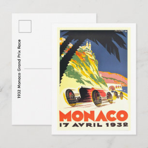 1932 Grote Prijs van Monaco Briefkaart