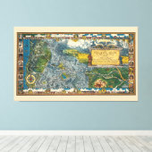  1932 Oregon Trail Gerestaureerd Extra Grote Kaart Canvas Afdruk (Insitu (Houten vloer))