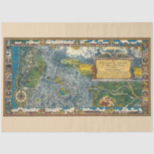 1932 Oregon Trail Gerestaureerde Kaart Decoupage