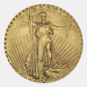1933 het Dubbele Gouden Muntstuk van Eagle Ronde Sticker