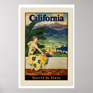 1934 Californië Deze Zomer Reizen per Trein Poster