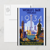 1934 Chicago World's fair Briefkaart (Voorkant / Achterkant)