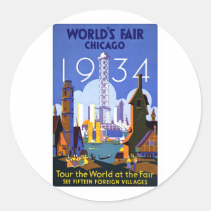 1934 De beurs van Chicago World Ronde Sticker