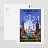1934 Eerlijk Chicago van de Wereld Briefkaart (Voorkant / Achterkant)