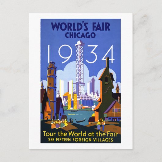 1934 Eerlijk Chicago van de Wereld Briefkaart (Voorkant)