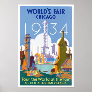 1934 Het Fair vintage-poster van Chicago World Poster
