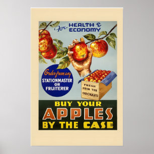1935 Koop Appels voor de Gezondheid Vintage Stijl  Poster