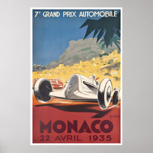1935 Monaco Kunst Race Auto Poster Franse Riviera