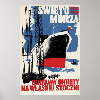 1935 Polish Poster Let's build our own shipyard