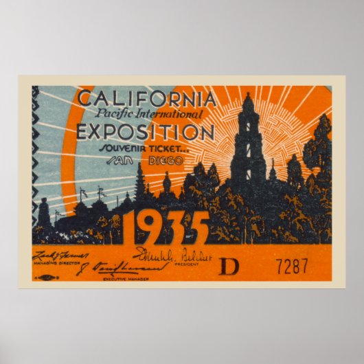  1935 San Diego Expo Ticket Travel Poster (Voorkant)