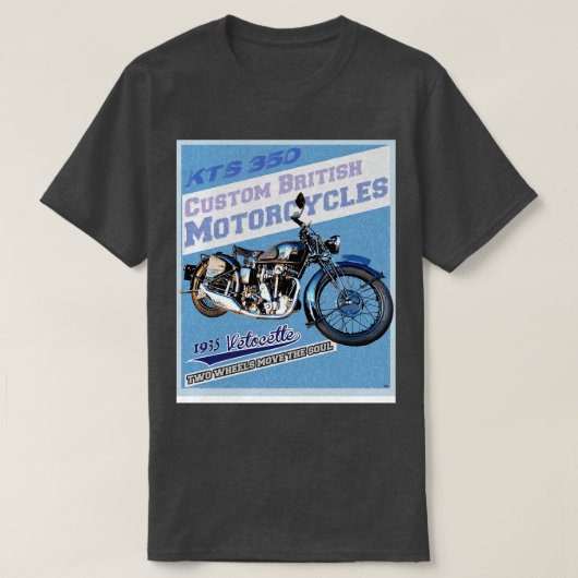1935 Velocette Britse motorfietsen T-shirt (Design voorkant)