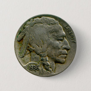 1936 Amerikaanse knop "Buffalo" nikkelkoppen Ronde Button 5,7 Cm