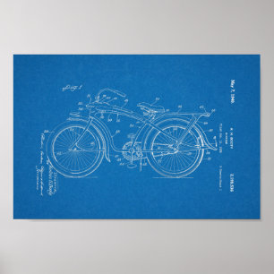 1936  blauwdruk voor fietspatronen afdrukken poster