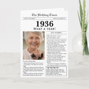 1936 Kranten verjaardagskaart 90ste verjaardag Kaart