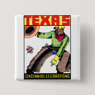 1936 Texas Centennial Vierkante Button 5,1 Cm