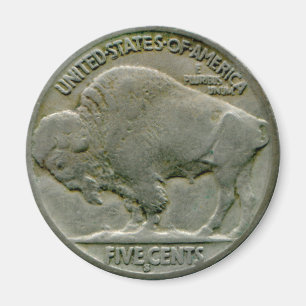 1936 US "Buffalo" nickel tails magnet Magneet