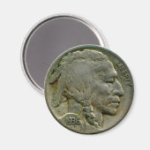 1936 US 'Buffalo' nikkel hoofden magneet (Voorkant / Achterkant)