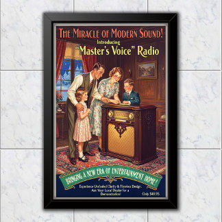 1936 Vintage Master's Voice Radio Reclame Poster