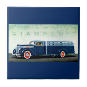 1937 Diamond T blauwe vrachtwagen Tegeltje