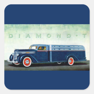 1937 Diamond T blue truck Vierkante Sticker