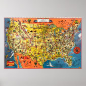 1937 Greyhound Bus Route Map Poster (Voorkant)
