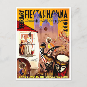 1937 Havana Carnival vintage briefkaart