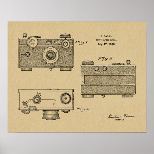 1938 camera patenttekenafdrukken poster (Voorkant)