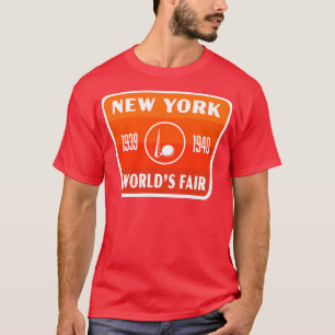 193940 New York Worlds Fair Retro Badge Sinaasappe T-shirt