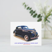 1939 CHEVROLET MASTER 85 2-DEUR COUPE BRIEFKAART (Staand voorkant)