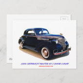 1939 CHEVROLET MASTER 85 2-DEUR COUPE BRIEFKAART (Voorkant / Achterkant)