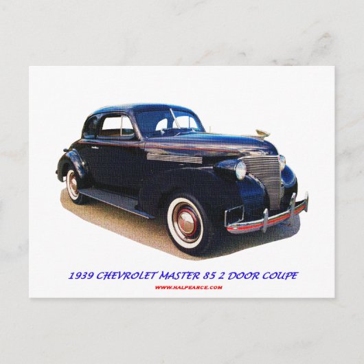 1939 CHEVROLET MASTER 85 2-DEUR COUPE BRIEFKAART (Voorkant)
