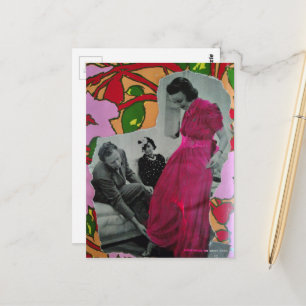 1939 Damesmodel in Pyjama Mixed Media Collage Briefkaart