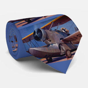 1939 Grumman F-2 vliegtuigprint Stropdas