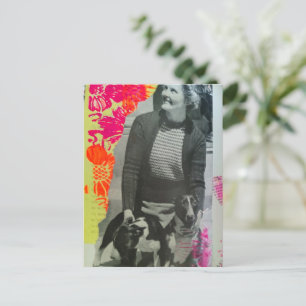 1939 Vintage Dame Met Twee Honden Collage Briefkaart