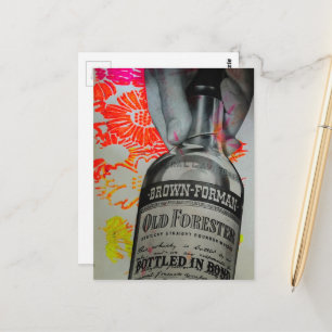 1939 Whisky Gebotteld in Bond Mixed Media Collage Briefkaart