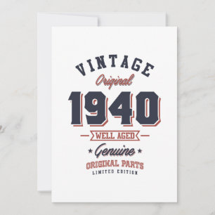 1940 Geboren in 1940 Retro Birthday Gift Bedankkaart