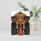 1940 Halloween zwarte kat Briefkaart (Staand voorkant)