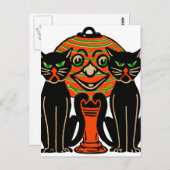 1940 Halloween zwarte kat Briefkaart (Voorkant / Achterkant)