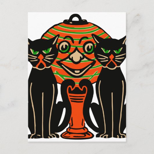 1940 Halloween zwarte kat Briefkaart (Voorkant)