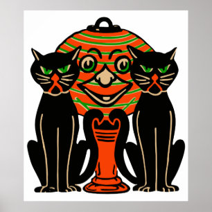 1940 Halloween zwarte kat Poster