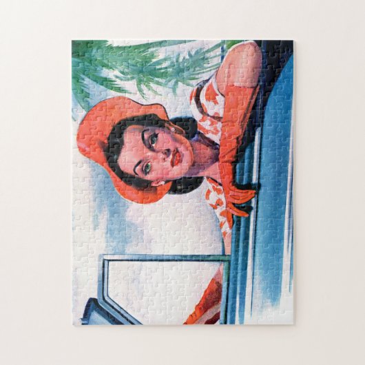 1940 mooie vrouw in de auto legpuzzel (Verticaal)