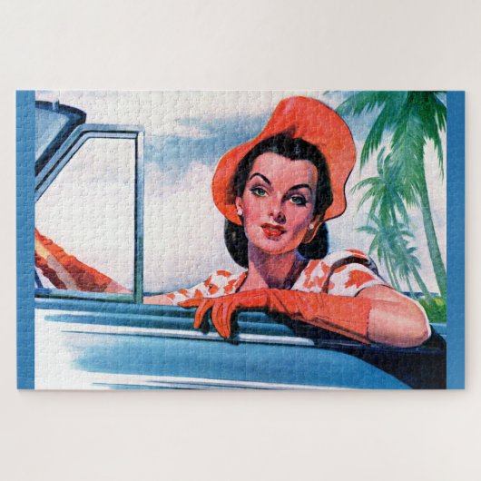 1940 mooie vrouw in de auto legpuzzel (Horizontaal)