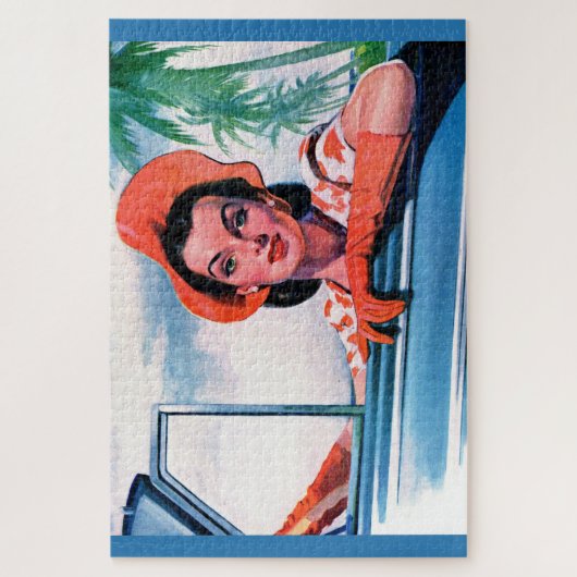 1940 mooie vrouw in de auto legpuzzel (Verticaal)