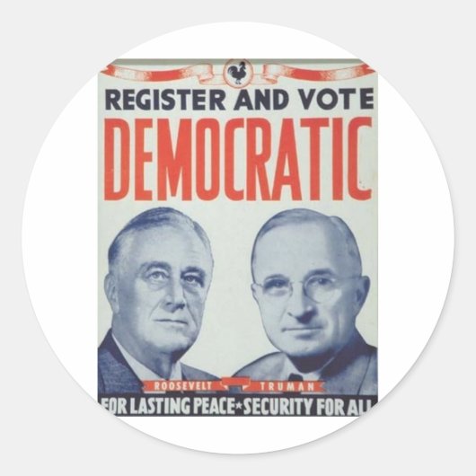 1940 Roosevelt - Truman Ronde Sticker (Voorkant)