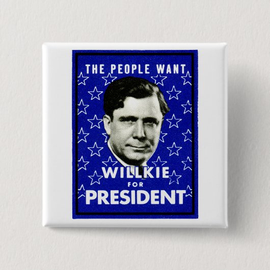 1940 WIllkie voor President Vierkante Button 5,1 Cm (Voorkant)