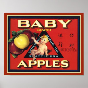 1940's Baby Merk Appels Fruit Crate Label Poster
