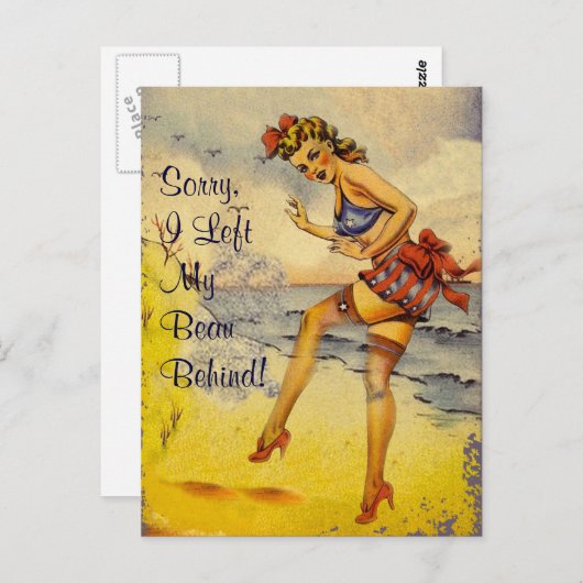 1940s Baignade Beauté Funny Carte postale (Devant / Derrière)